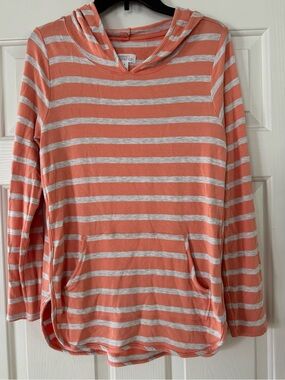Market & Spruce Coral  Striped Hooded Knit size medium